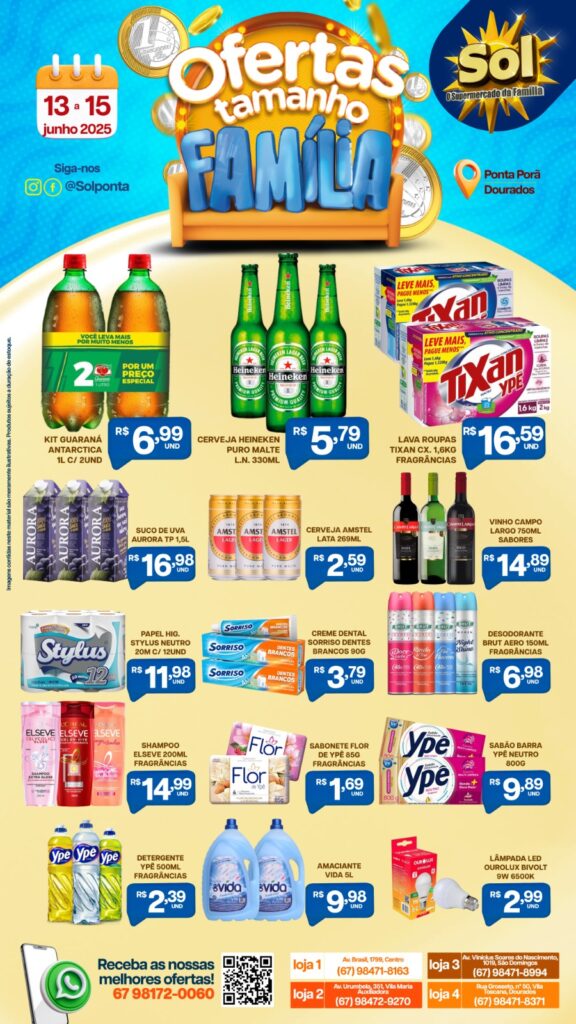 Supermercado Sol e as ofertas tamanho família