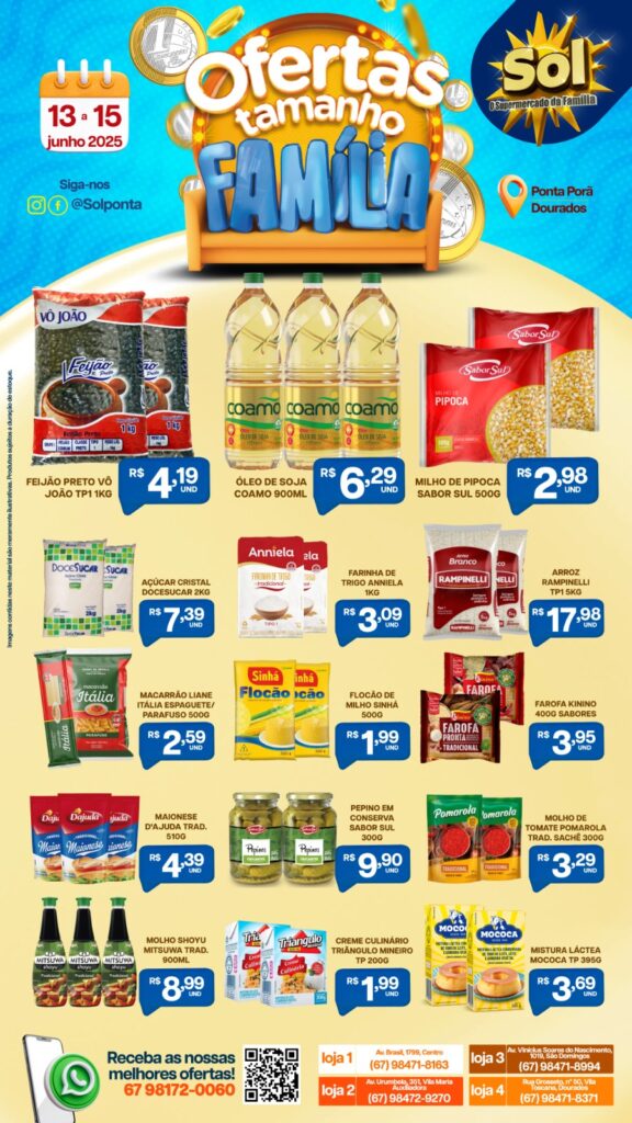 Supermercado Sol e as ofertas tamanho família