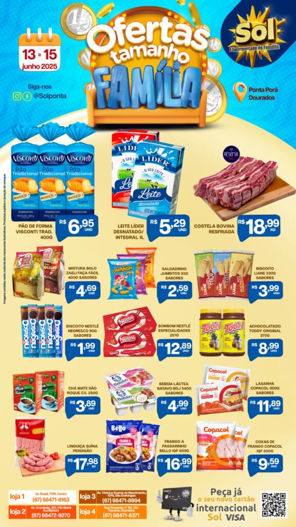 Supermercado Sol e as ofertas tamanho família
