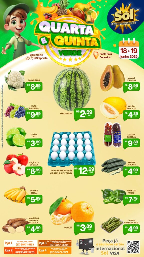 Veja ofertas da Quarta e Quinta Verde do Supermercado Sol Veja ofertas da Quarta e Quinta Verde do Supermercado Sol