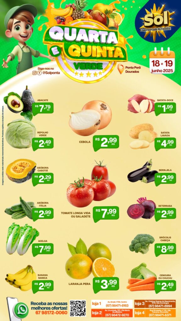 Veja ofertas da Quarta e Quinta Verde do Supermercado Sol Veja ofertas da Quarta e Quinta Verde do Supermercado Sol