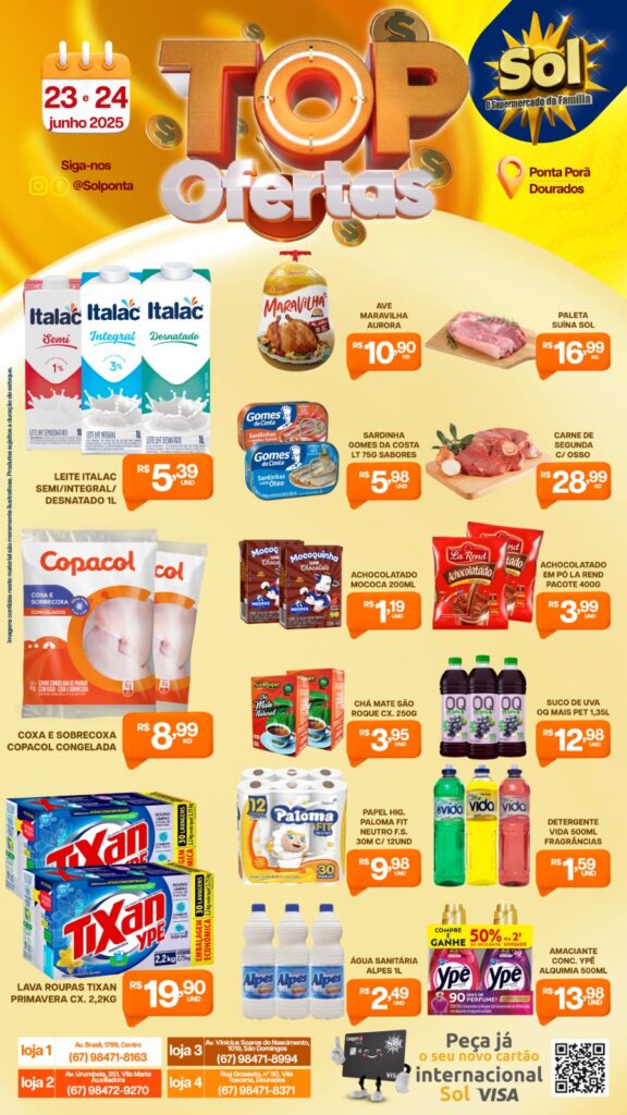 Hoje é dia de Top ofertas no Supermercado Sol