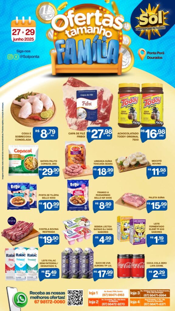 Supermercado Sol e as ofertas tamanho família