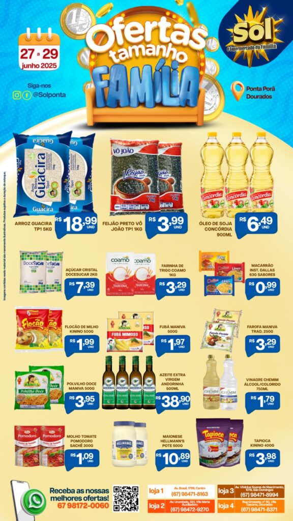 Supermercado Sol e as ofertas tamanho família