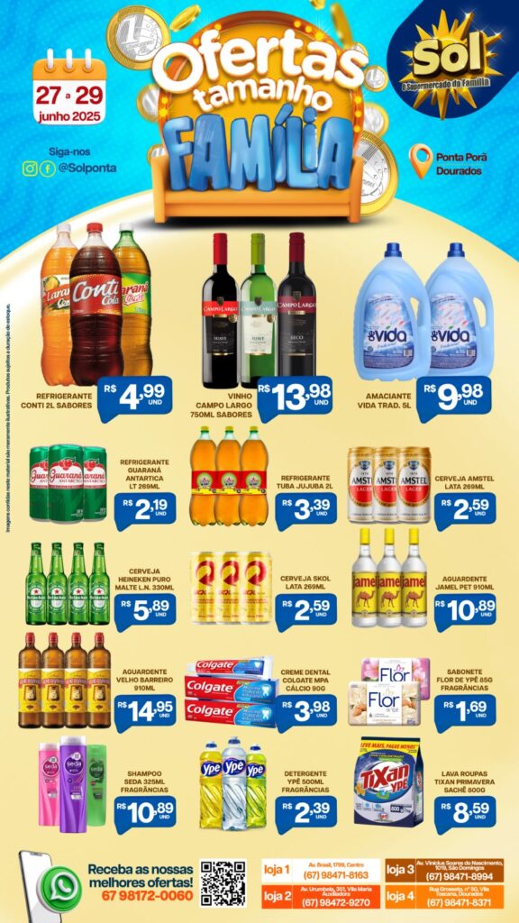 Supermercado Sol e as ofertas tamanho família