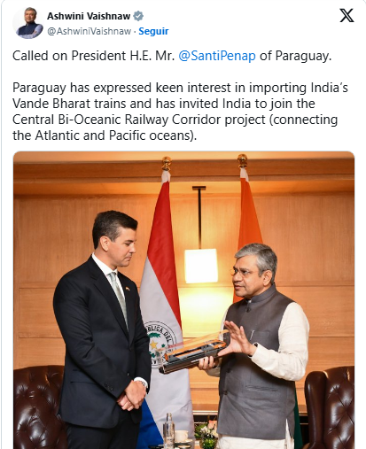 Peña invita a India a unirse al proyecto del Corredor Bioceánico Peña invita a India a unirse al proyecto del Corredor Bioceánico