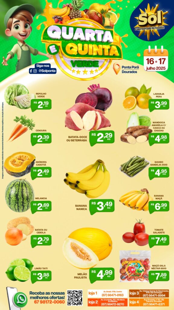 Supermercado Sol e as ofertas da quarta e quinta verde