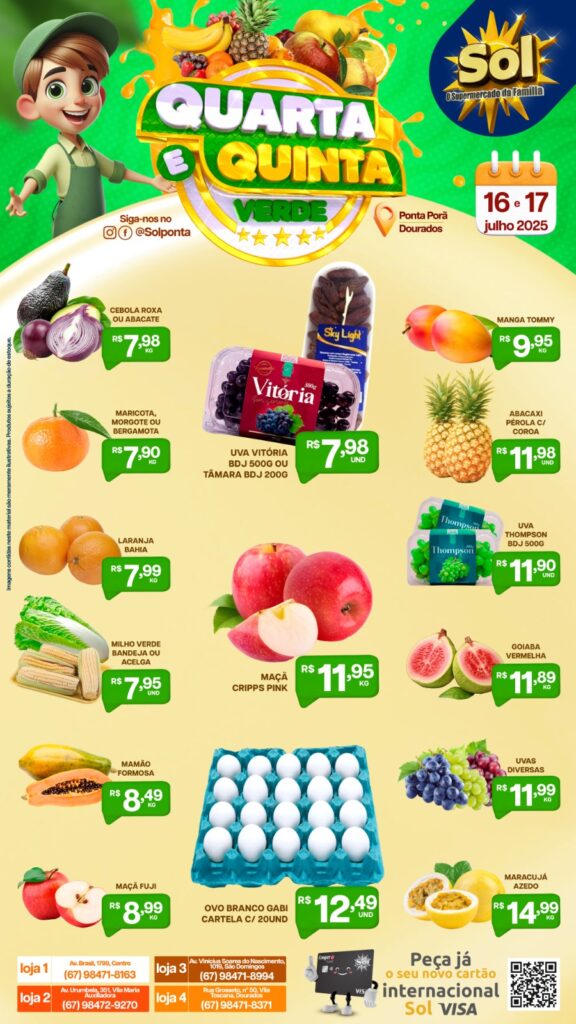 Supermercado Sol e as ofertas da quarta e quinta verde