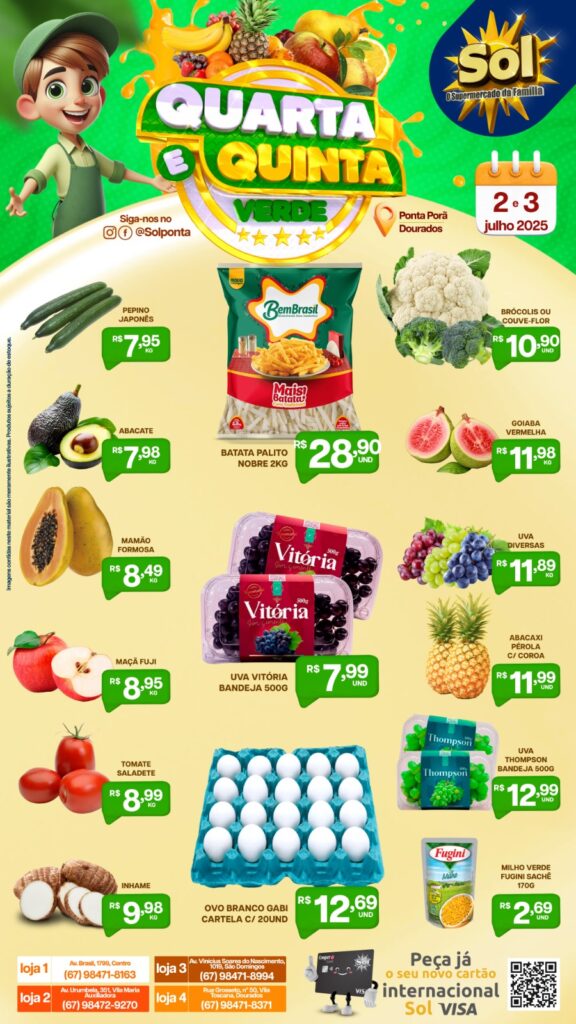 Supermercado Sol e as ofertas da quarta e quinta verde