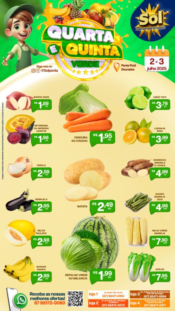 Supermercado Sol e as ofertas da quarta e quinta verde
