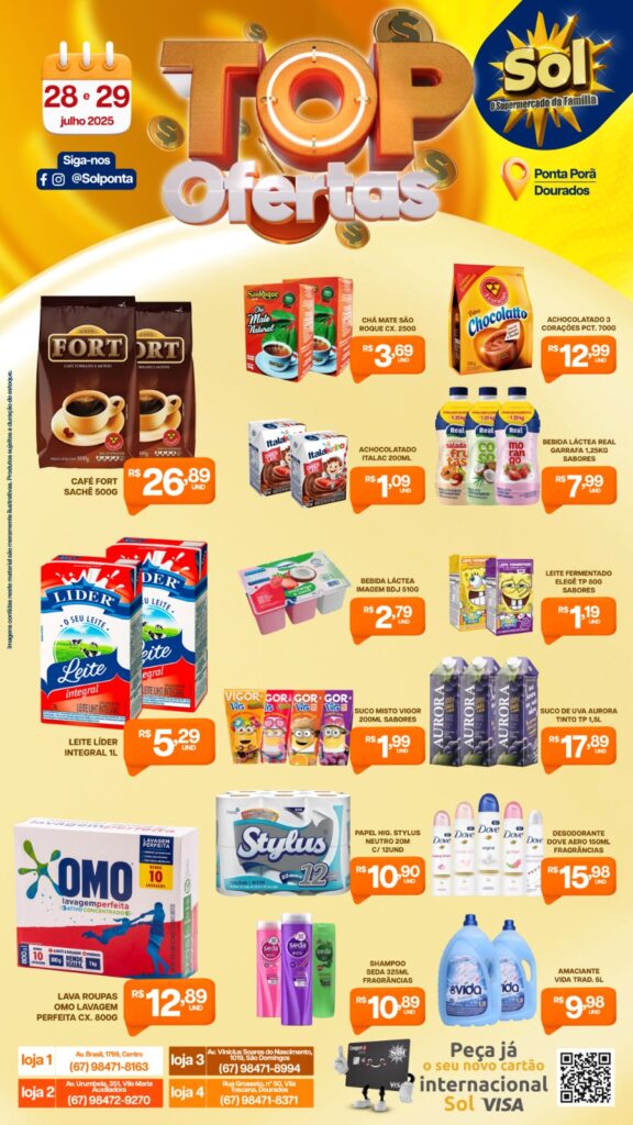 Supermercado Sol e as Tops ofertas