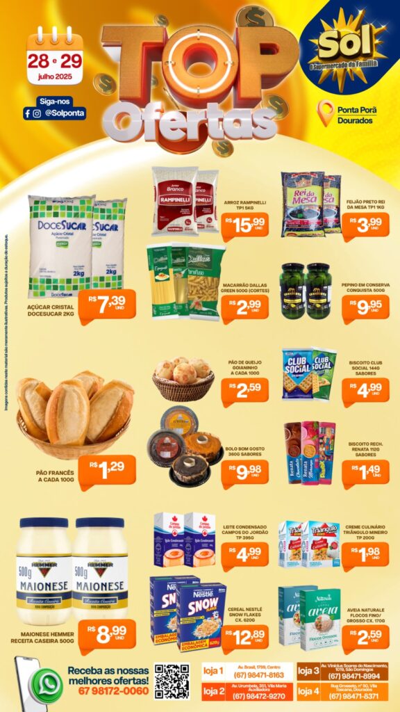 Supermercado Sol e as Tops ofertas