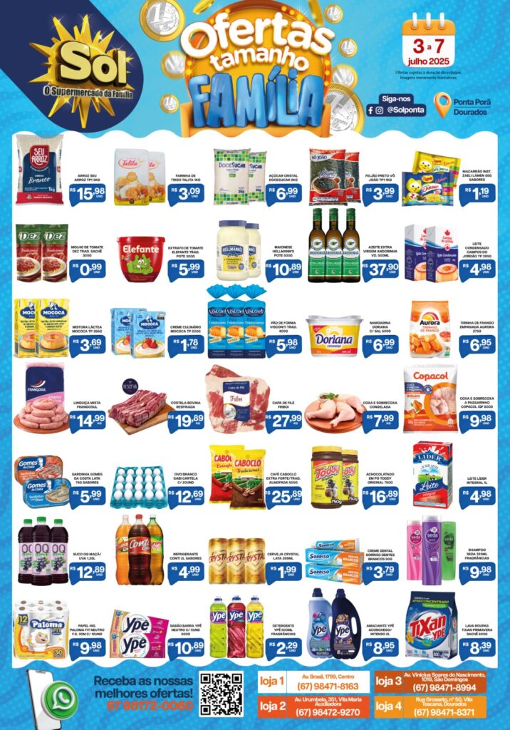 Ofertas Tamanho Família é no supermercado Sol Ofertas Tamanho Família é no supermercado Sol