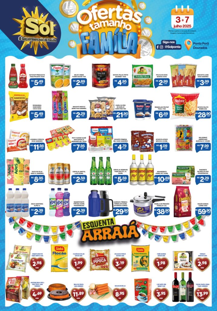 Ofertas Tamanho Família é no supermercado Sol Ofertas Tamanho Família é no supermercado Sol