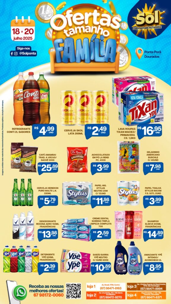 Supermercado Sol e as ofertas tamanho família