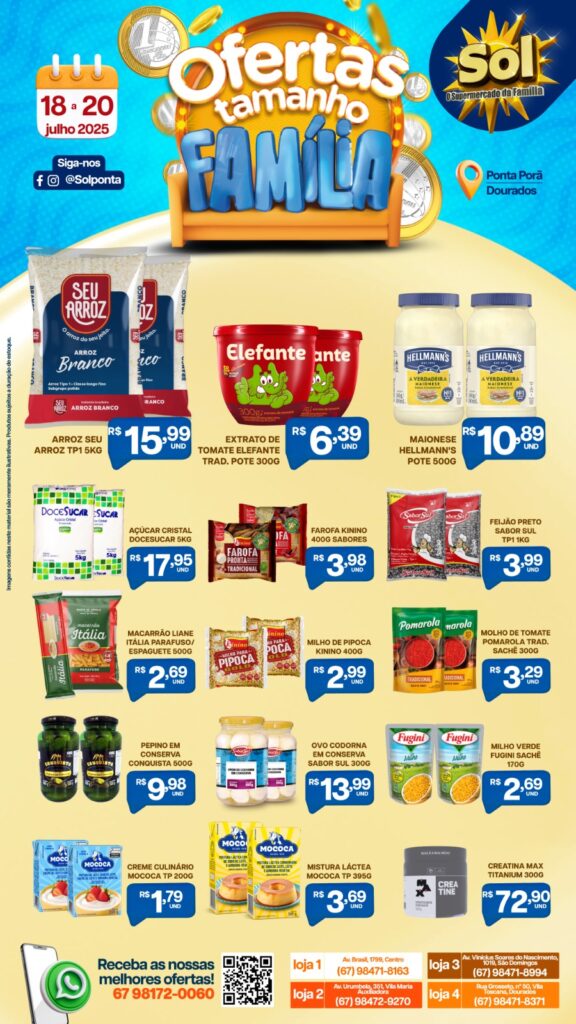 Supermercado Sol e as ofertas tamanho família