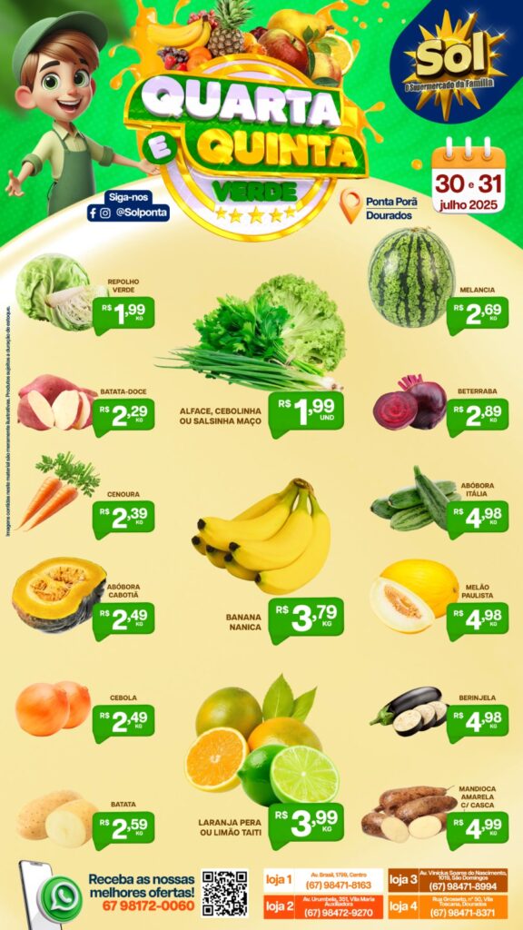 Supermercado Sol e as ofertas da Quarta e Quinta Verde