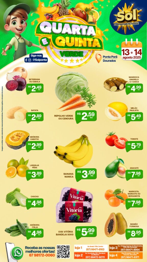 Supermercado Sol e as ofertas da quarta e quinta verde