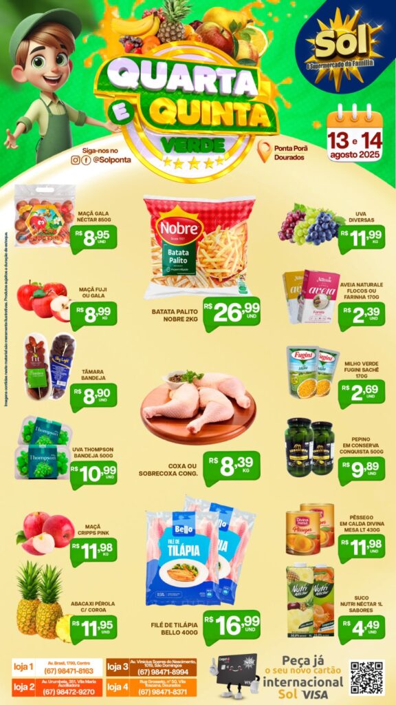 Supermercado Sol e as ofertas da quarta e quinta verde