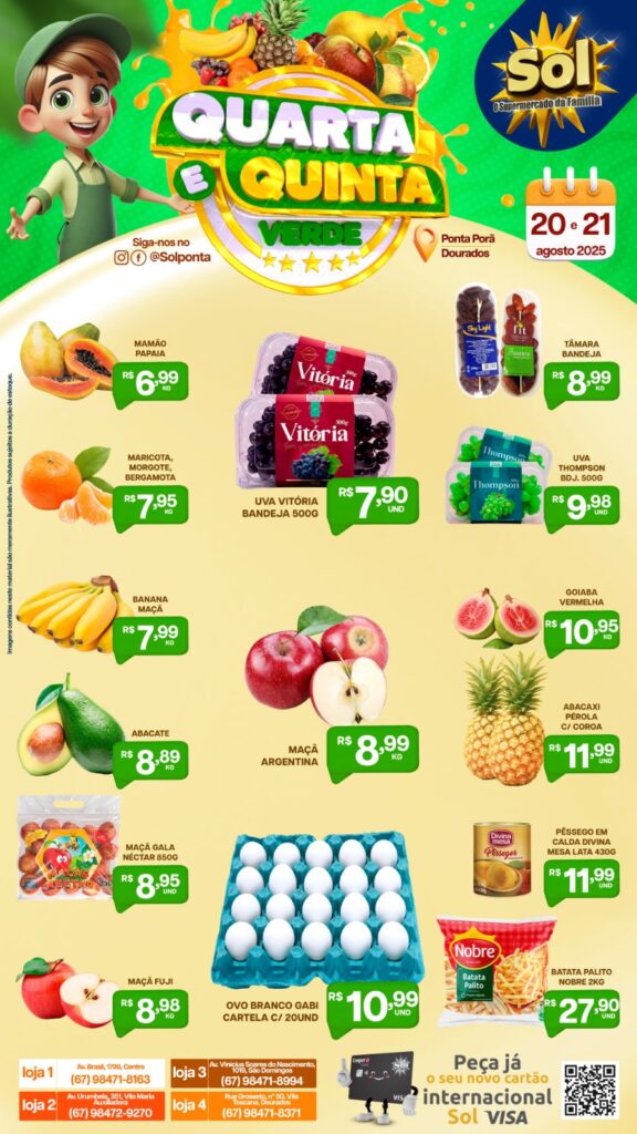 Supermercado Sol e as ofertas da quarta e quinta verde