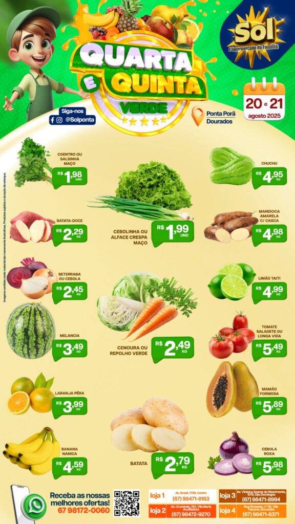 Supermercado Sol e as ofertas da quarta e quinta verde