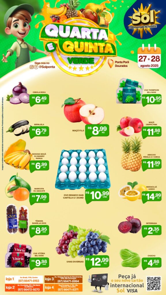 Supermercado Sol e as ofertas da quarta e quinta verde