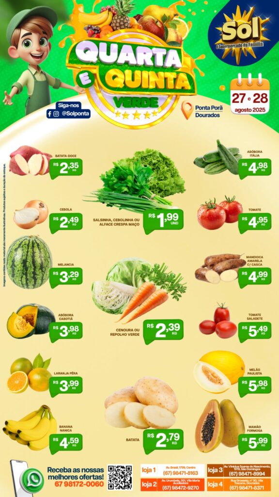 Supermercado Sol e as ofertas da quarta e quinta verde