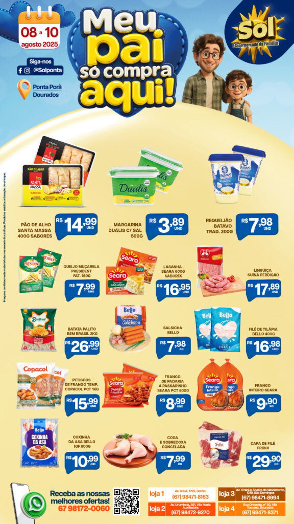 Confira ofertas Dia dos Pais do Supermercado Sol