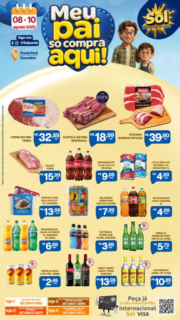 Confira ofertas Dia dos Pais do Supermercado Sol