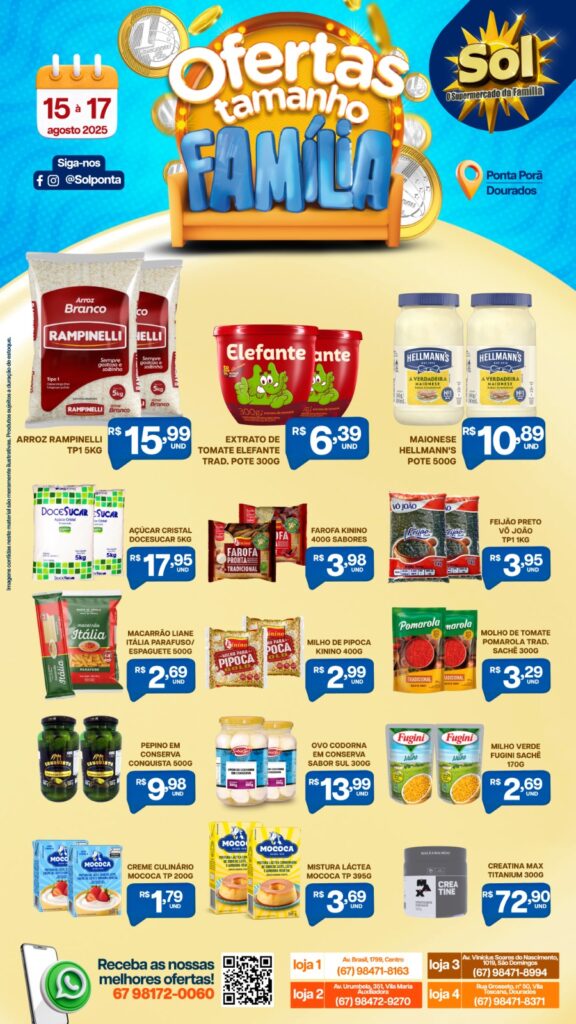 Confira Ofertas Tamanho Família do supermercado Sol