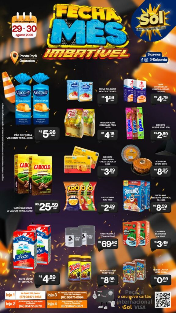 Supermercado Sol e as ofertas fecha mês