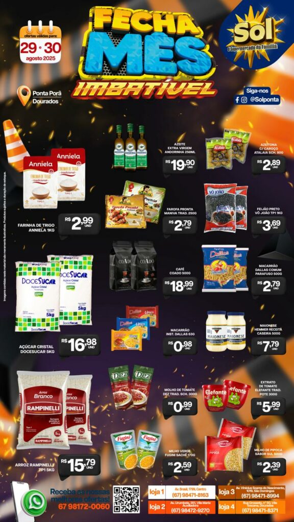 Supermercado Sol e as ofertas fecha mês