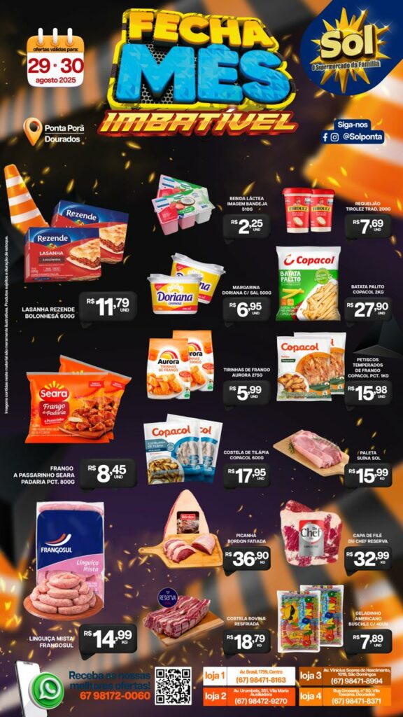 Supermercado Sol e as ofertas fecha mês