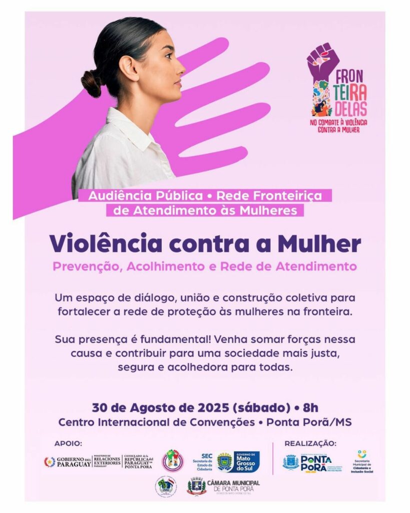 Violência contra a mulher é tema de debate neste sábado em Ponta Porã Violência contra a mulher é tema de debate neste sábado em Ponta Porã
