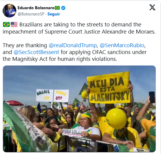 Atos pró-Bolsonaro mostram bandeiras dos EUA e citam apoio a Trump Atos pró-Bolsonaro mostram bandeiras dos EUA e citam apoio a Trump