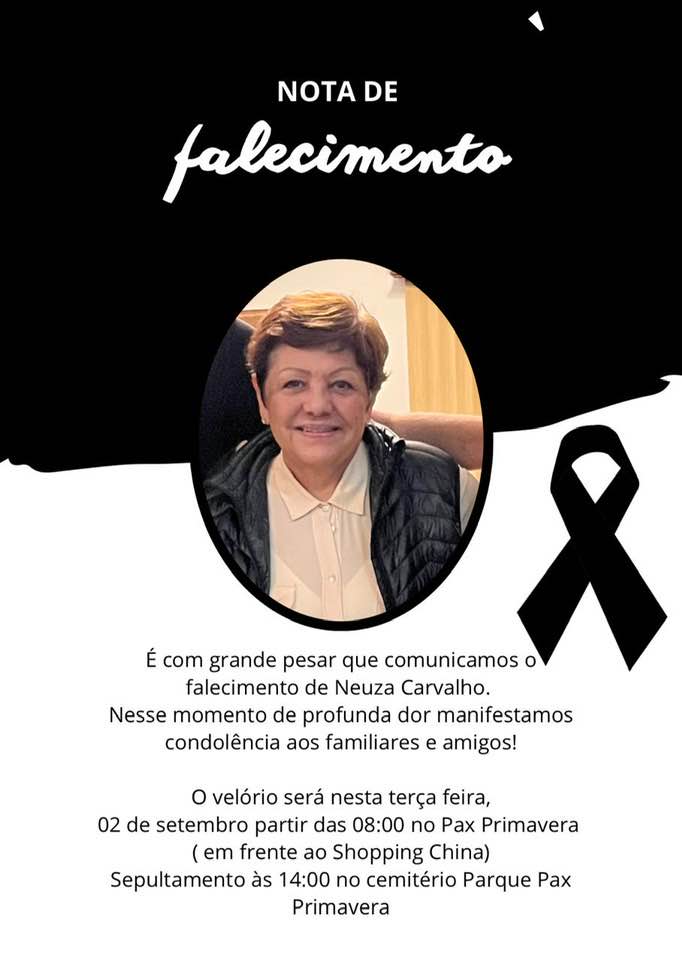 Nota de Falecimento: Neuza Carvalho