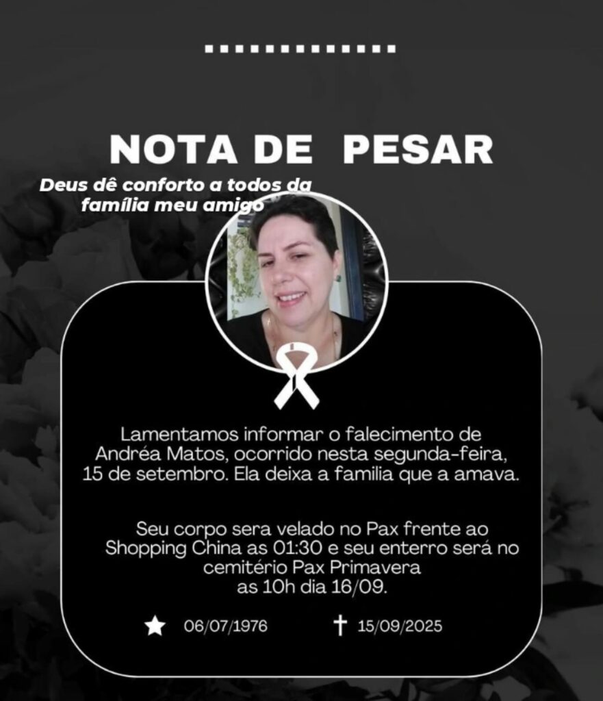 Nota de Falecimento: Andrea Matos