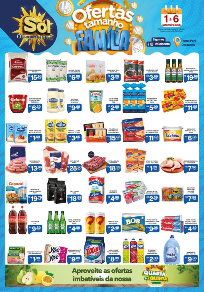 Supermercado Sol e as ofertas tamanho família