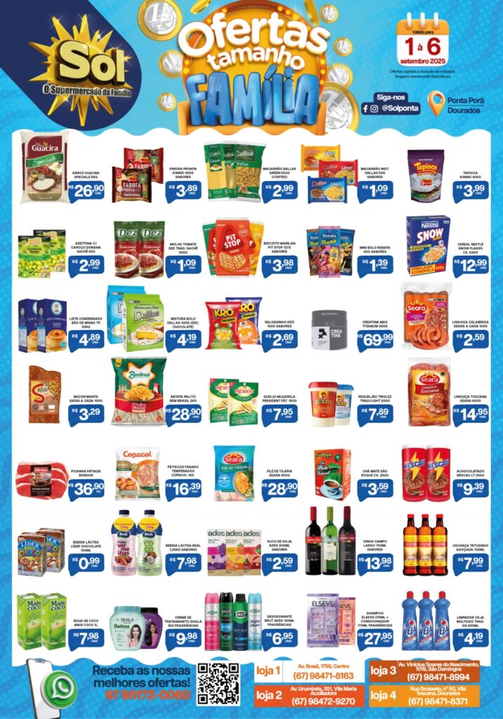 Supermercado Sol e as ofertas tamanho família