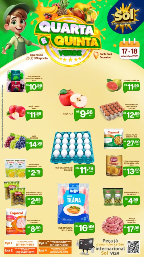 Supermercado Sol e as ofertas da quarta e quinta verde