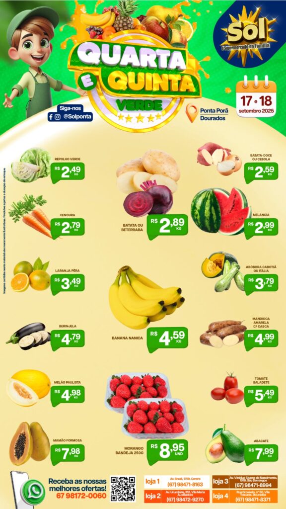 Supermercado Sol e as ofertas da quarta e quinta verde