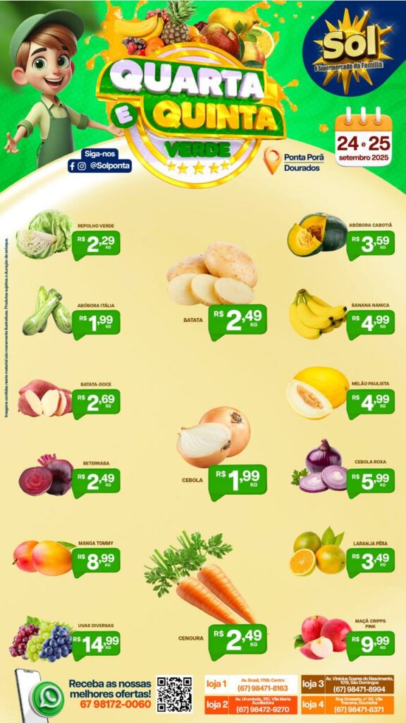 Supermercado Sol e as ofertas da quarta e quinta verde