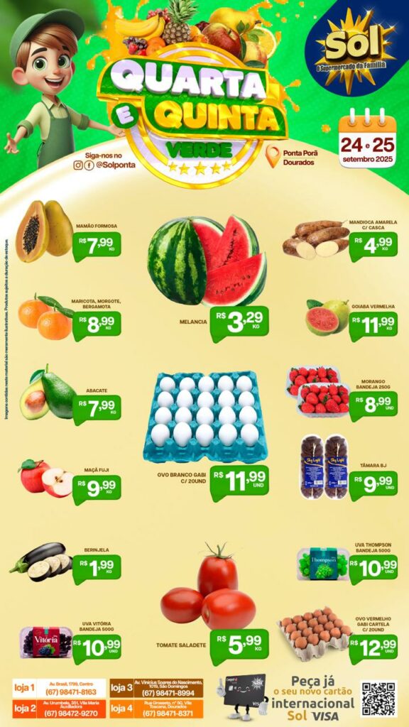 Supermercado Sol e as ofertas da quarta e quinta verde