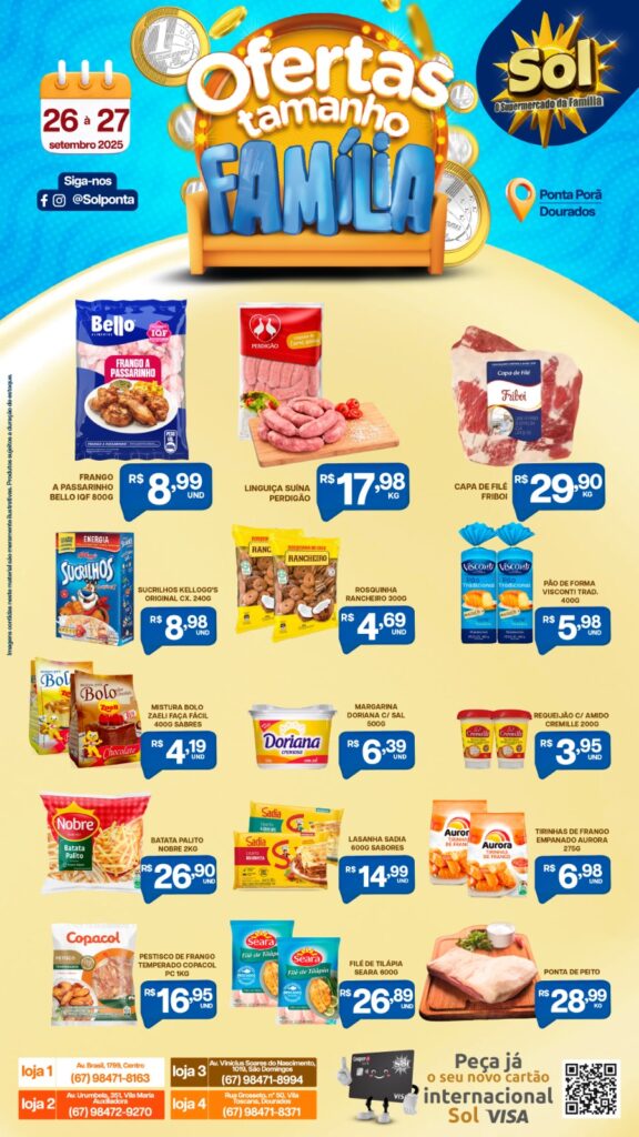 Supermercado Sol e as ofertas tamanho família