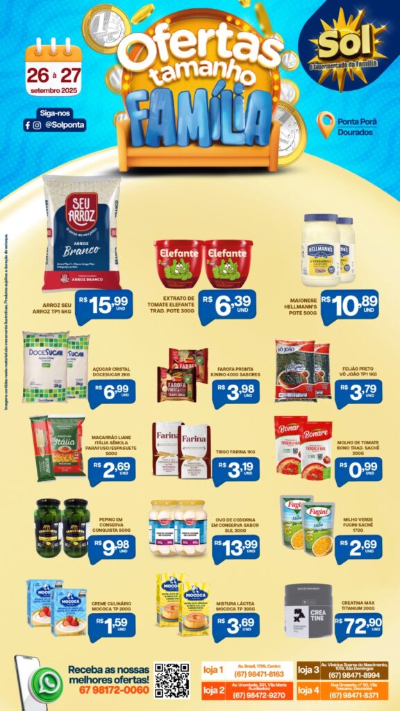 Supermercado Sol e as ofertas tamanho família