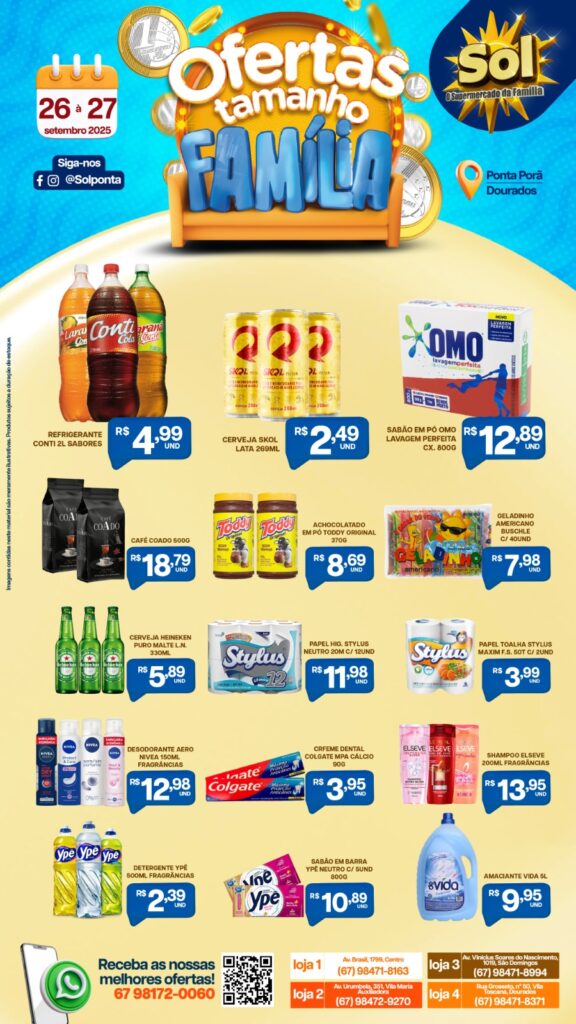 Supermercado Sol e as ofertas tamanho família