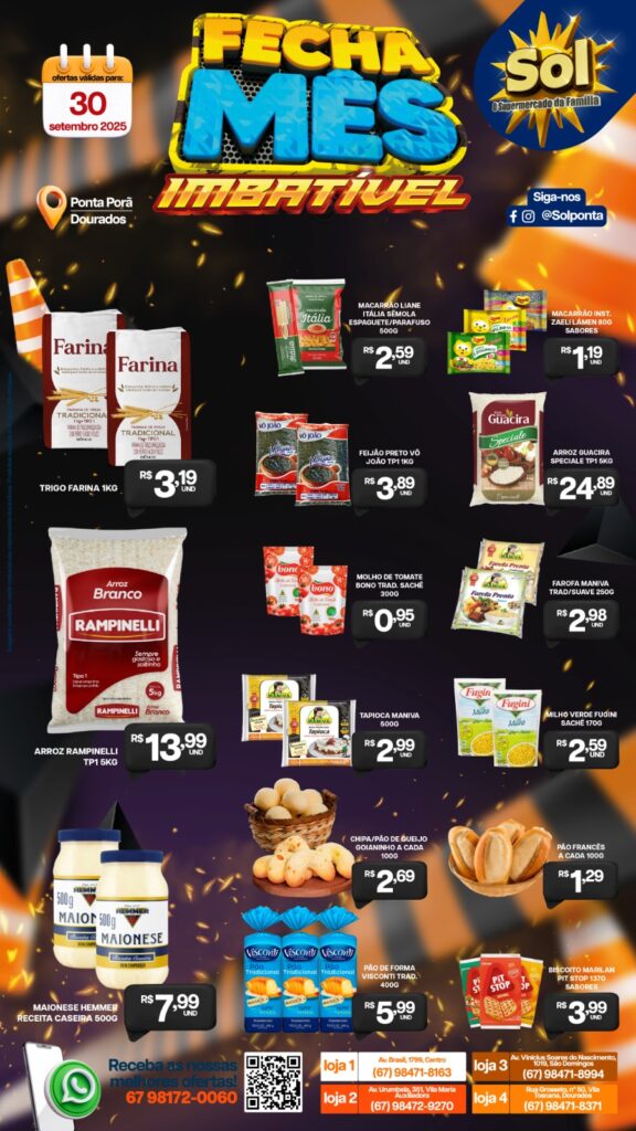 Supermercado Sol e as ofertas fecha mês