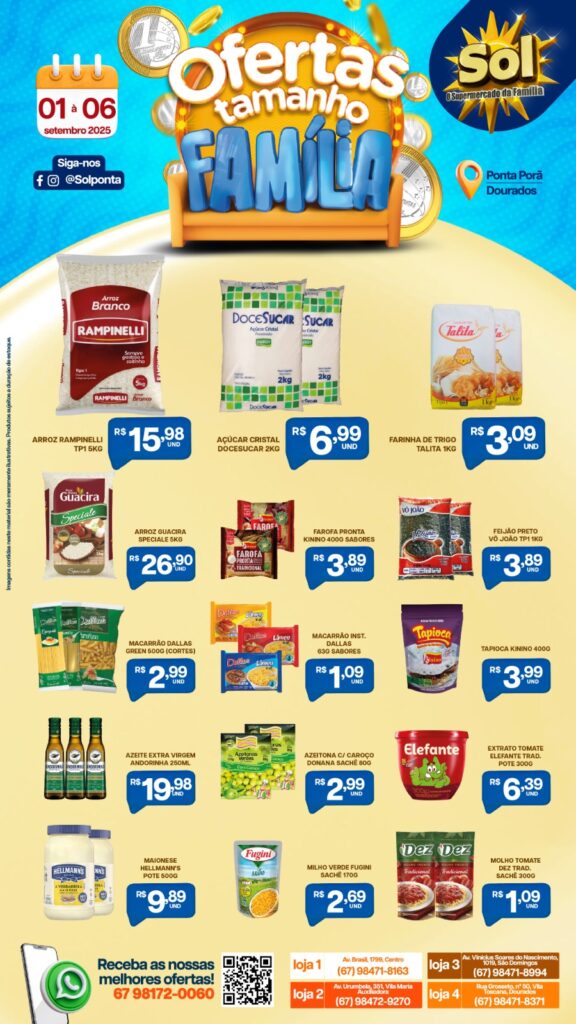 Supermercado Sol e as ofertas tamanho família