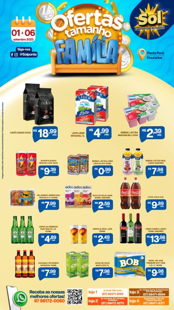 Supermercado Sol e as ofertas tamanho família