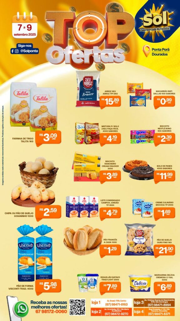 Supermercado Sol: Ofertas Top da Semana começa nesse domingo, dia 7